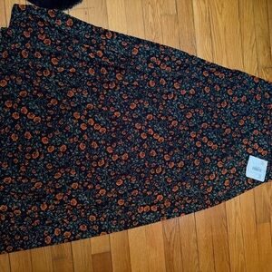 LuLaRoe Black and Orange Floral A-Line Skirt